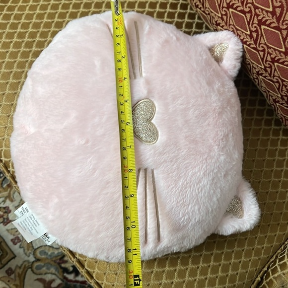 PINK SOFT FUZZY CUTE PILLOW ROUND CAT KITTEN STYLISH PILLOW SOFT PINK GOLDEN - Picture 10 of 10
